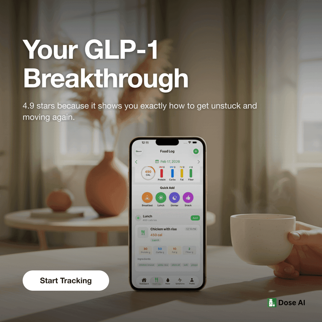 Healthy meal planning app interface for GLP-1 medication users on Ozempic and Wegovy