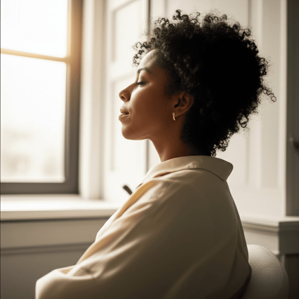 Woman holding stomach with medication bottle, looking uncomfortable but hopeful about managing Ozempic side effects