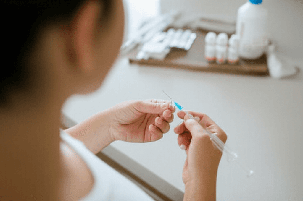 Mounjaro diabetes medication injection sites with medical professional demonstrating proper rotation technique