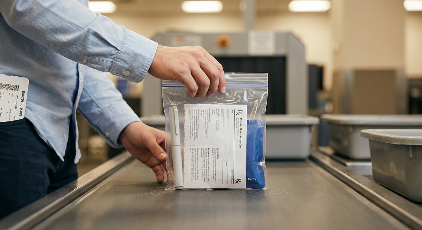 Tirzepatide injection pen and travel essentials for flying with medication