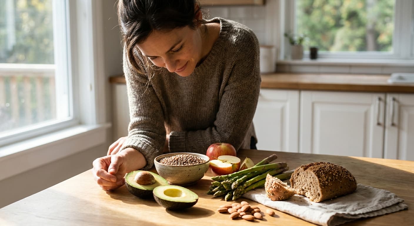 Fiber-rich foods including vegetables, legumes, and whole grains for Zepbound users