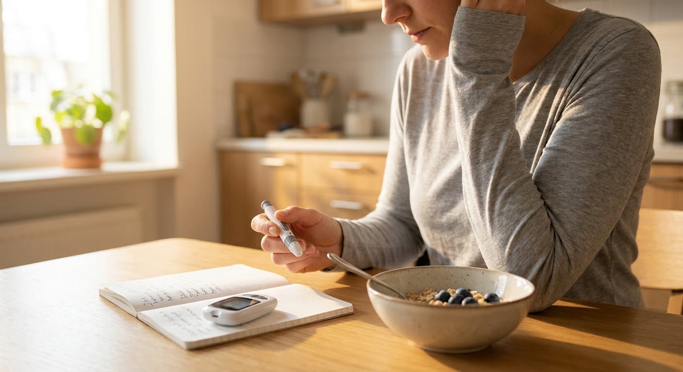 Person checking blood sugar levels with glucometer while managing diabetes on GLP-1 medication