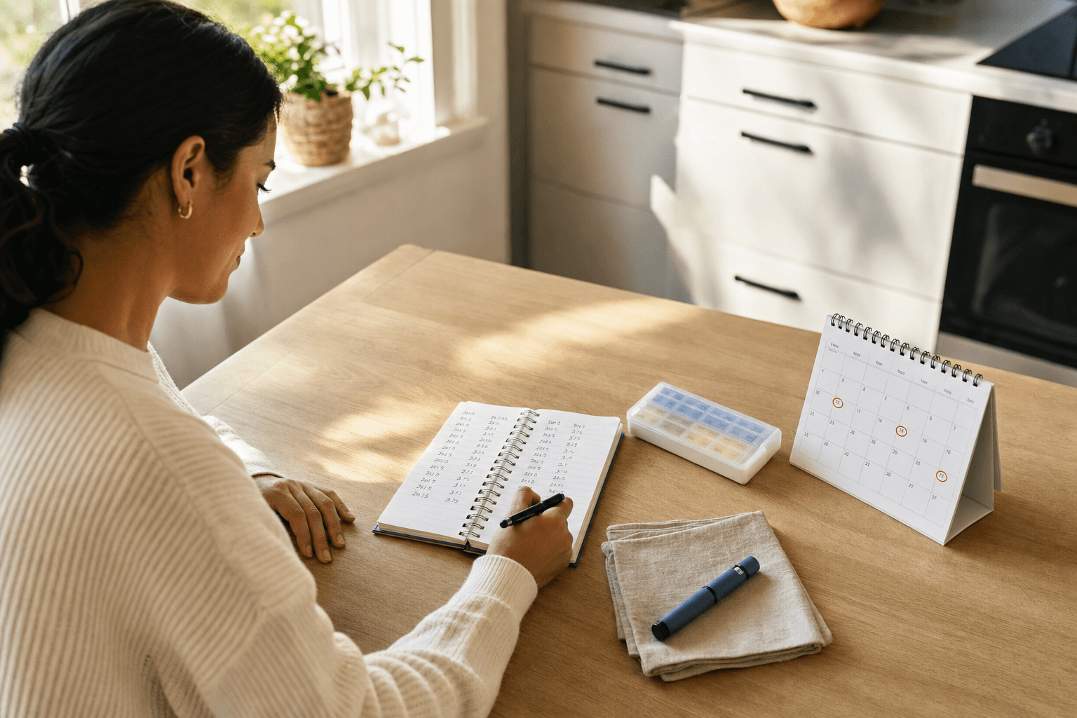 GLP-1 shot history log separate from calendar reminders and dose tracking records