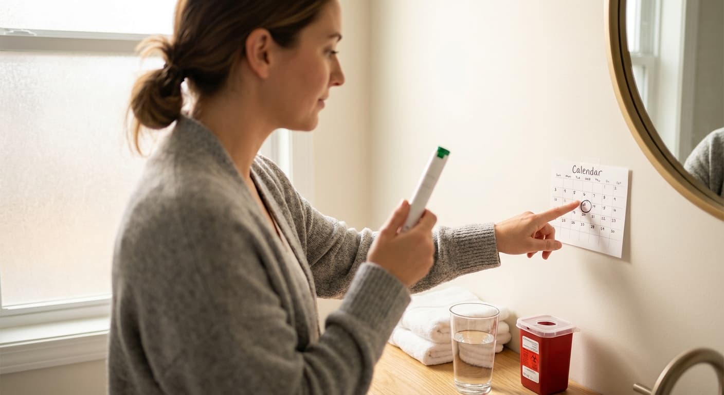 Zepbound injection pen with weekly dosing schedule reminder notes