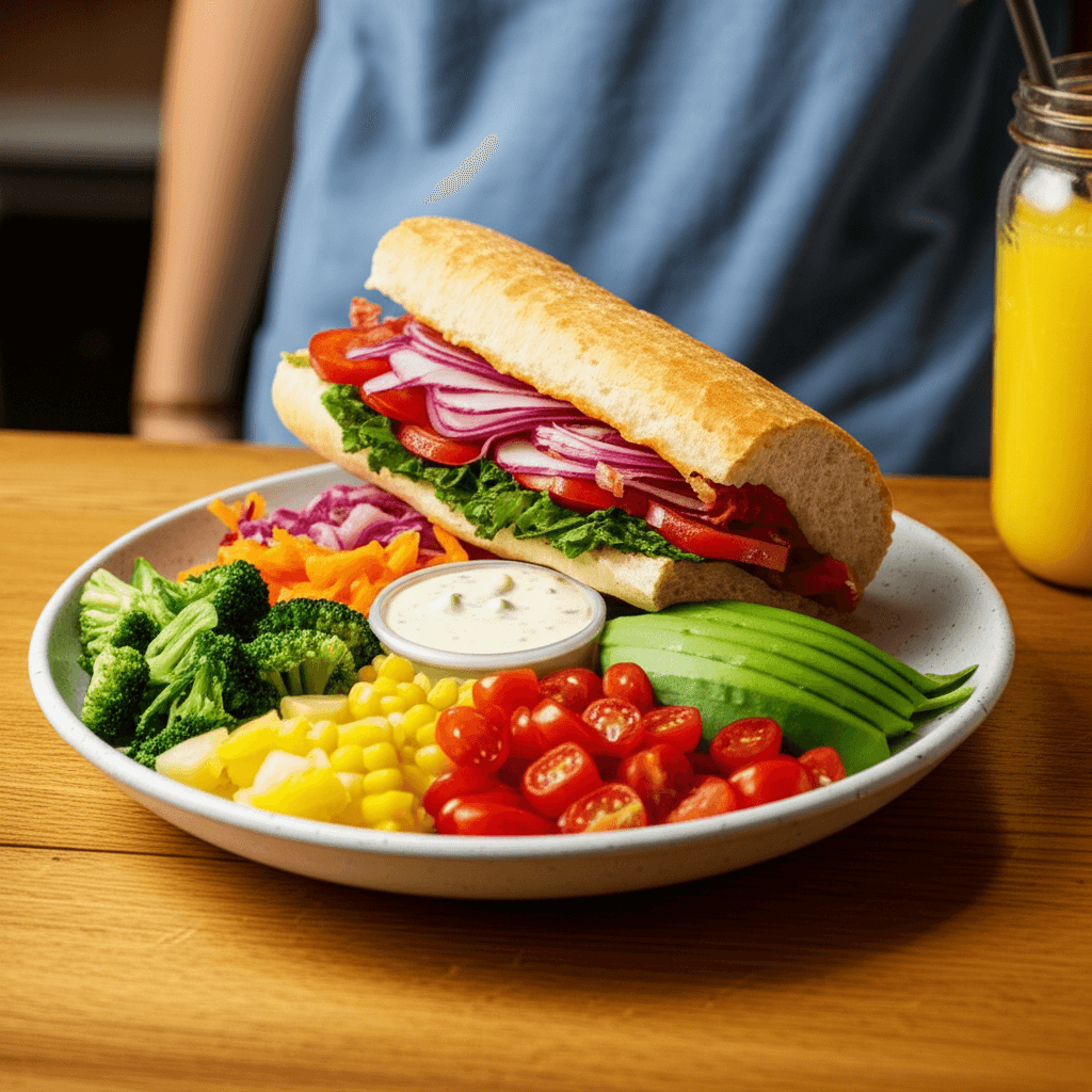 Subway restaurant sandwich with fresh ingredients, tailored for GLP-1 medication diet plan